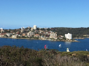 Watching boats race on the walk from Manly to Spit. 